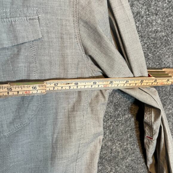 G Star Shirt Mens Medium Gray Chambray Pearl Snap Long Sleeve Raw Casual Flaw - Picture 8 of 12